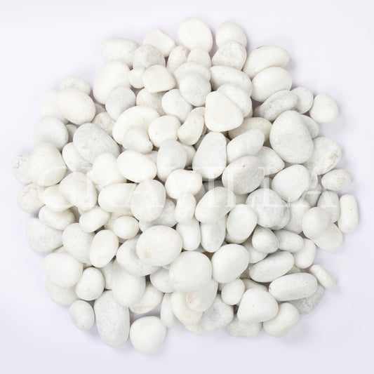 Crystal White Marble Tumbled Pebbles 10-25mm