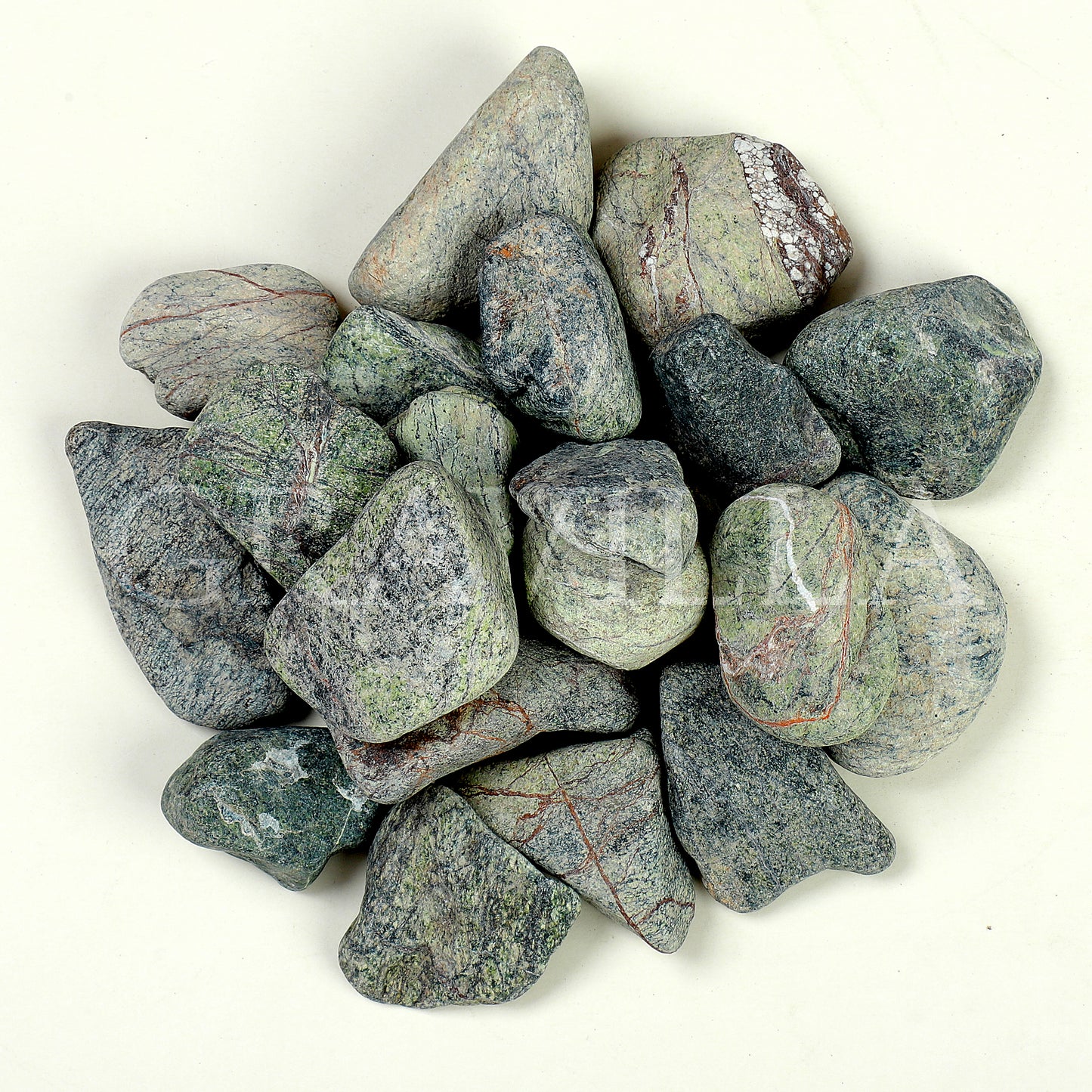 Rainforest Green Marble Tumbled Pebbles 25-50mm