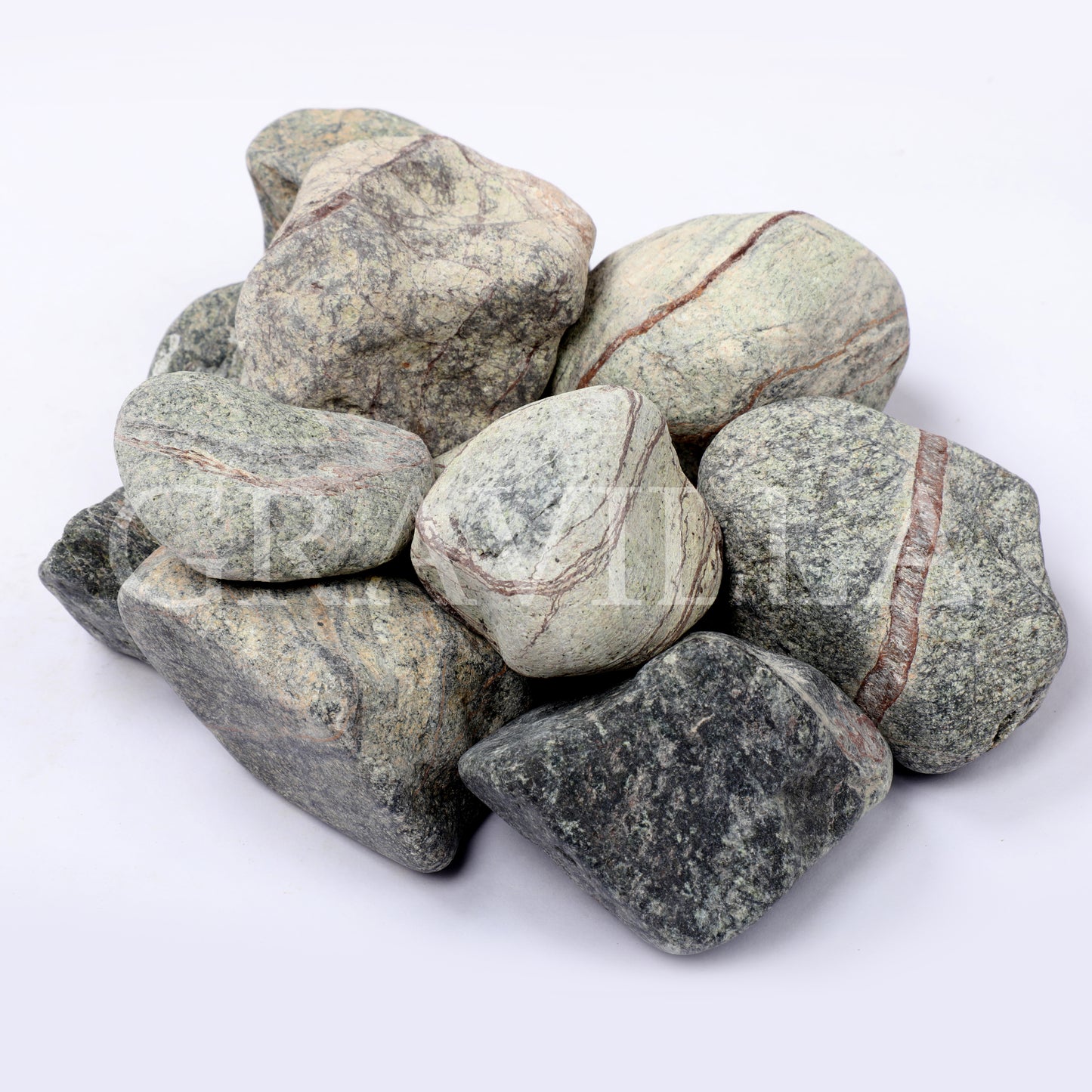 Rainforest Green Marble Tumbled Pebbles 50-75mm