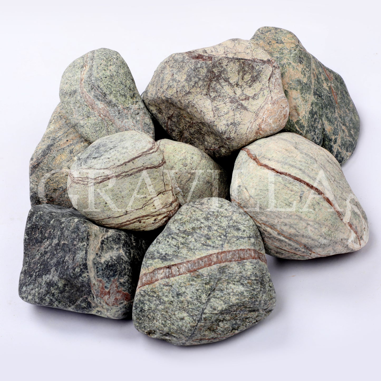 Rainforest Green Marble Tumbled Pebbles 50-75mm