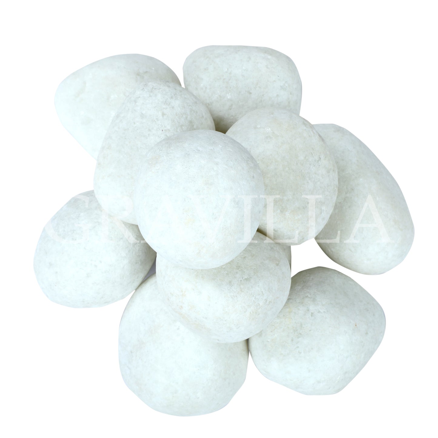 Premium Snow White Quartz Tumbled Pebbles 25-75mm