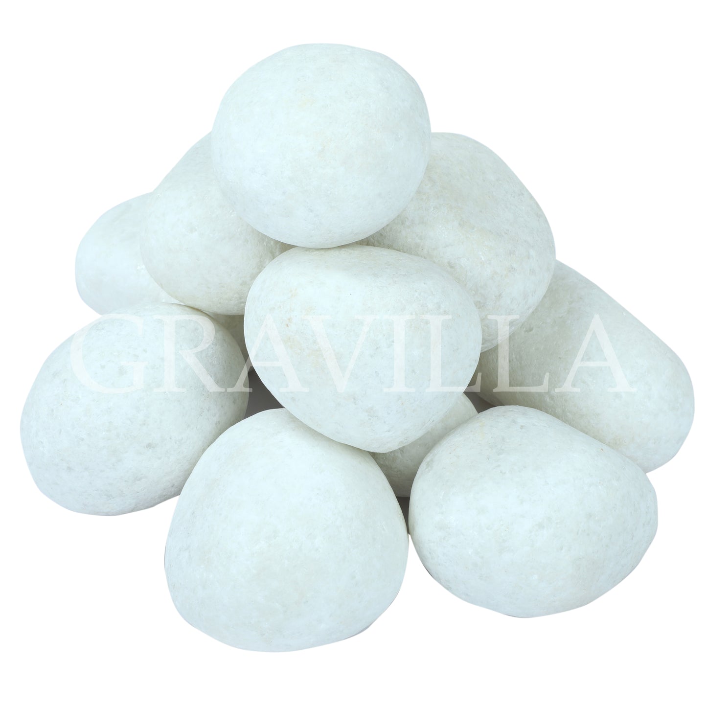 Premium Snow White Quartz Tumbled Pebbles 25-75mm