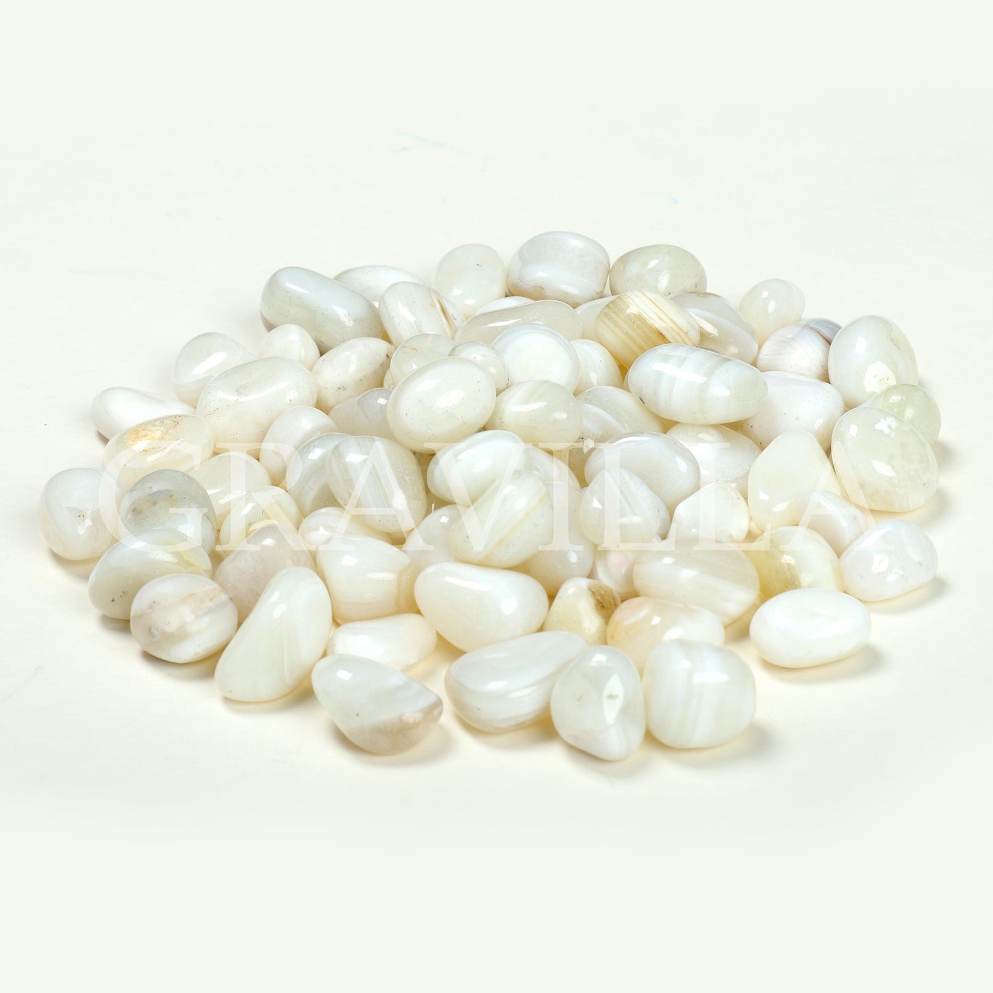 White Banded Polished Agates 20-40mm