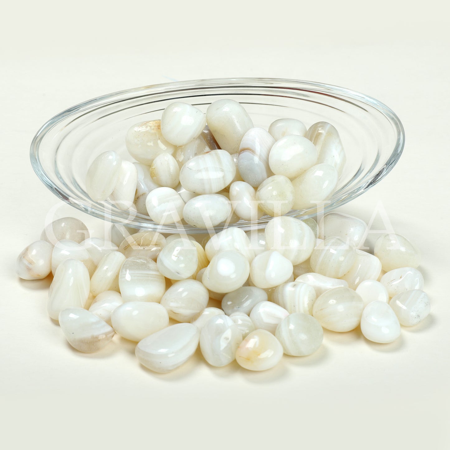 White Banded Polished Agates 20-40mm